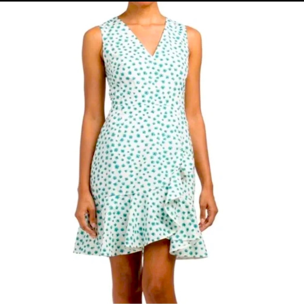 Rebecca Taylor Emerald Green Paisley Flower Dress - Size 8 -Color Cream